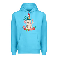 Ocean Blue Moana HeiHei Rooster Pua Flowers Graphic Premium Hoodie - PixelWave