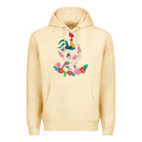 Pina Colada Moana HeiHei Rooster Pua Flowers Graphic Premium Hoodie - PixelWave