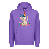 Purple Moana HeiHei Rooster Pua Flowers Graphic Premium Hoodie - PixelWave