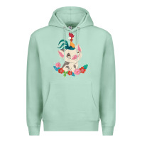 Seafoam Moana HeiHei Rooster Pua Flowers Graphic Premium Hoodie - PixelWave