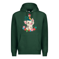 Sports Green Moana HeiHei Rooster Pua Flowers Graphic Premium Hoodie - PixelWave