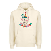 Tofu Moana HeiHei Rooster Pua Flowers Graphic Premium Hoodie - PixelWave