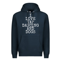 Navy i love tap dancing & dogs funny dog gift t shirt men women Premium Hoodie - PixelWave