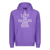 Purple i love tap dancing & dogs funny dog gift t shirt men women Premium Hoodie - PixelWave