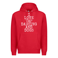 Red i love tap dancing & dogs funny dog gift t shirt men women Premium Hoodie - PixelWave