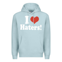 Blue Mist i love haters Premium Hoodie - PixelWave