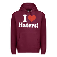 Burgundy i love haters Premium Hoodie - PixelWave