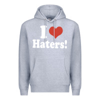Heather Grey i love haters Premium Hoodie - PixelWave