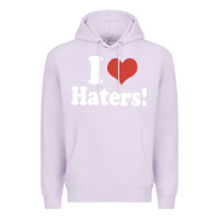Lilac i love haters Premium Hoodie - PixelWave