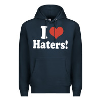 Navy i love haters Premium Hoodie - PixelWave