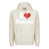 Oatmeal Heather i love haters Premium Hoodie - PixelWave