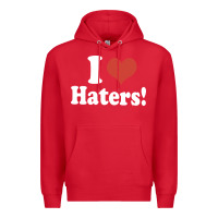 Red i love haters Premium Hoodie - PixelWave