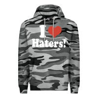 Slate Camo i love haters Premium Hoodie - PixelWave