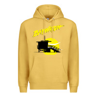 Antique Gold baywatch lifeguard tower sunset   baywatch Premium Hoodie - PixelWave