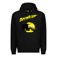 Black baywatch lifeguard tower sunset   baywatch Premium Hoodie - PixelWave