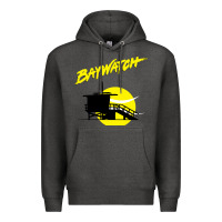 Charcoal Heather baywatch lifeguard tower sunset   baywatch Premium Hoodie - PixelWave