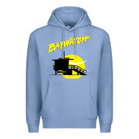 Colony Blue baywatch lifeguard tower sunset   baywatch Premium Hoodie - PixelWave