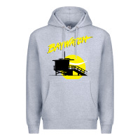 Heather Grey baywatch lifeguard tower sunset   baywatch Premium Hoodie - PixelWave