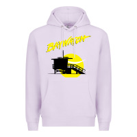 Lilac baywatch lifeguard tower sunset   baywatch Premium Hoodie - PixelWave