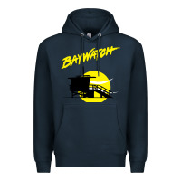 Navy baywatch lifeguard tower sunset   baywatch Premium Hoodie - PixelWave