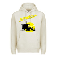 Oatmeal Heather baywatch lifeguard tower sunset   baywatch Premium Hoodie - PixelWave