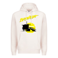Pale Pink baywatch lifeguard tower sunset   baywatch Premium Hoodie - PixelWave
