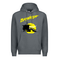 Rock baywatch lifeguard tower sunset   baywatch Premium Hoodie - PixelWave