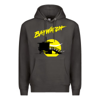 Smoke baywatch lifeguard tower sunset   baywatch Premium Hoodie - PixelWave