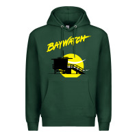 Sports Green baywatch lifeguard tower sunset   baywatch Premium Hoodie - PixelWave