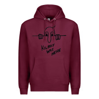 Burgundy Kilroy was here (on RedBubble) gift Premium Hoodie - PixelWave
