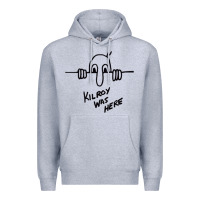 Heather Grey Kilroy was here (on RedBubble) gift Premium Hoodie - PixelWave