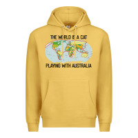 Antique Gold the world is a cat playing with australia 2020 shirt Premium Hoodie - PixelWave