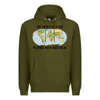 Army Green the world is a cat playing with australia 2020 shirt Premium Hoodie - PixelWave