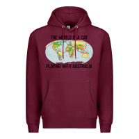 Burgundy the world is a cat playing with australia 2020 shirt Premium Hoodie - PixelWave