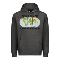 Charcoal Heather the world is a cat playing with australia 2020 shirt Premium Hoodie - PixelWave