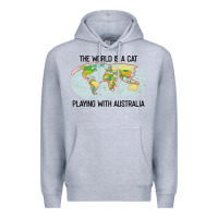 Heather Grey the world is a cat playing with australia 2020 shirt Premium Hoodie - PixelWave