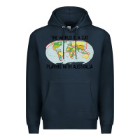 Navy the world is a cat playing with australia 2020 shirt Premium Hoodie - PixelWave