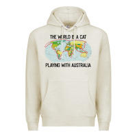 Oatmeal Heather the world is a cat playing with australia 2020 shirt Premium Hoodie - PixelWave