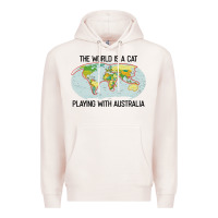 Pale Pink the world is a cat playing with australia 2020 shirt Premium Hoodie - PixelWave