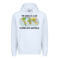 White the world is a cat playing with australia 2020 shirt Premium Hoodie - PixelWave