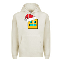 Oatmeal Heather Geometry Dash Premium Hoodie - PixelWave