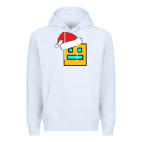 White Geometry Dash Premium Hoodie - PixelWave