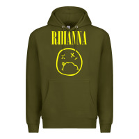 Army Green Grunge Rihanna Premium Hoodie - PixelWave