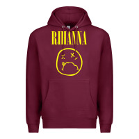 Burgundy Grunge Rihanna Premium Hoodie - PixelWave