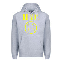 Heather Grey Grunge Rihanna Premium Hoodie - PixelWave