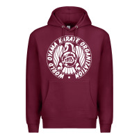 Burgundy World Oyama Karate Organization ( white ) Premium Hoodie - PixelWave
