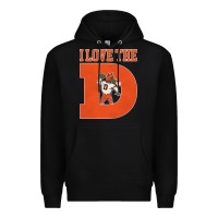 Black i love the d broncos football quote Premium Hoodie - PixelWave