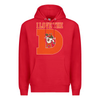 Red i love the d broncos football quote Premium Hoodie - PixelWave