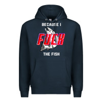 Navy because i fuck the fish Premium Hoodie - PixelWave