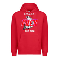 Red because i fuck the fish Premium Hoodie - PixelWave